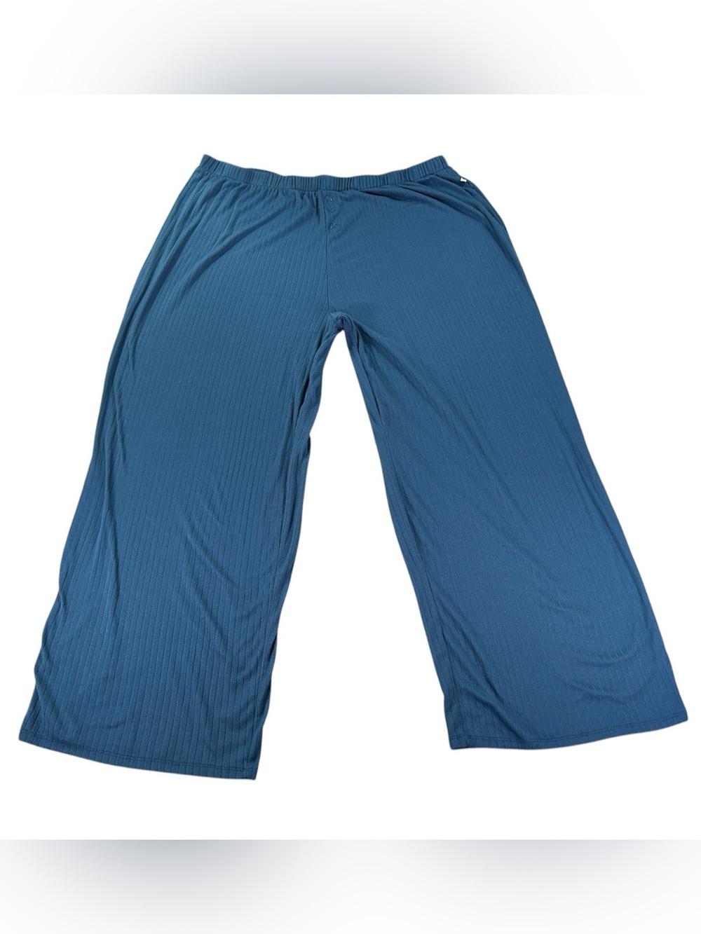 Lucky Brand Ribbed Wide Leg Pants Women’s 2X Blue Pull On Stretch Lounge